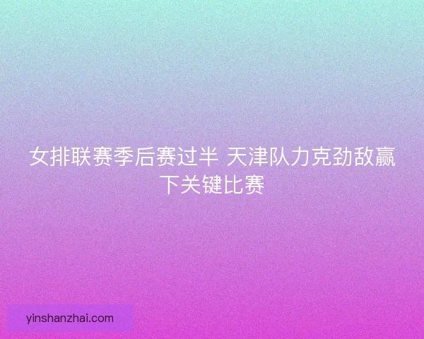女排联赛季后赛过半 天津队力克劲敌赢下关键比赛