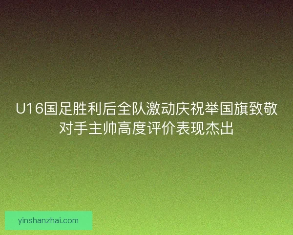 U16国足胜利后全队激动庆祝举国旗致敬对手主帅高度评价表现杰出